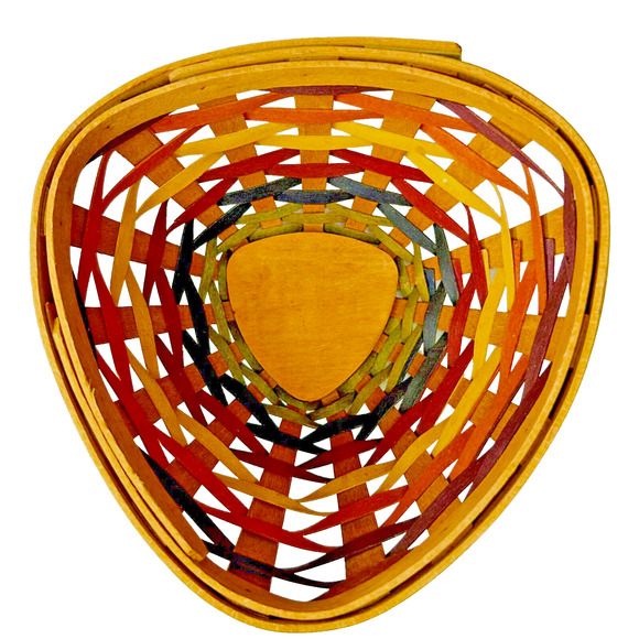 Longaberger Fiesta Chip & Dip Basket Set with Lidded Protectors 2008 Triangles - Picture 10 of 16